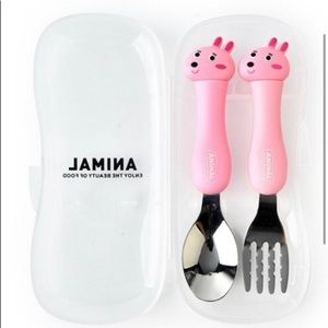 Pink bunny Animal spoon fork set abdl ddlg little utensils